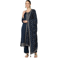 Libas Women's Silk Blend Kurta Sets (48038_Navy Blue