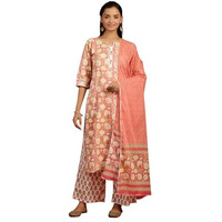 Libas Women's Pure Cotton Kurta Sets (34797_Peach