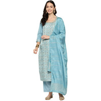 Libas Women's Silk Blend Kurta Sets (48103_Blue