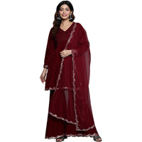 Libas Women's Velvet Kurta Set (34824, Maroon, Large