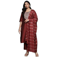 Libas Women's Silk Blend Kurta Sets (Gs803_Maroon