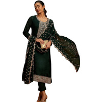Libas Women's Silk Blend Kurta Sets (48172_Bottle Green