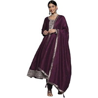 Libas Women's Silk Blend Kurta Set (33458O_Purple