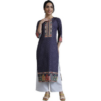 Libas Women's Crepe Printed Straight Kurta (26566_Purple