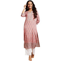 Libas Women's Crepe Printed Straight Kurta (26535_Pink