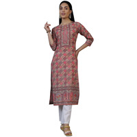 Libas Women's Crepe Printed Straight Kurta (26552_Multicoloured