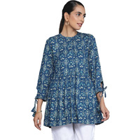 Libas Women's Viscose Rayon Printed A-Line Kurtis (26597_Blue_M)