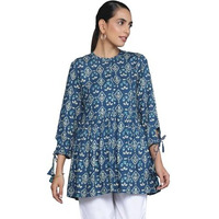 Libas Women's Viscose Rayon Printed A-Line Kurtis (26597_Blue_Xl)