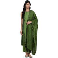 Libas Women's Silk Blend Kurta Sets (Gs829_Green_Xxl)
