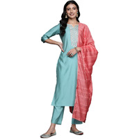 Libas Women's Silk Blend Kurta Sets (Gs851_Blue_Xs)