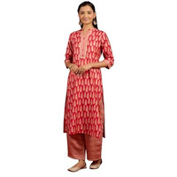 Libas Women's Silk Blend Printed Kurta Sets (34863_Red
