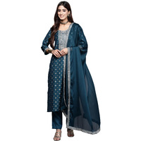 Libas Women's Silk Blend Kurta Sets (48302_Teal