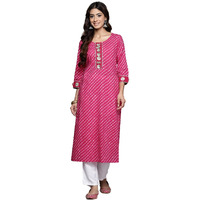 Libas Women's Cotton Printed Straight Kurta (58123_Pink