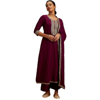 Libas Women's Silk Blend Kurta Sets (48407_Purple