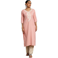 Libas Women's Rayon Blend Yoke Design Straight Kurta (26810_Pink