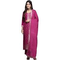 Libas Women's Silk Blend Printed Kurta Set (48422_Maroon_Xs)