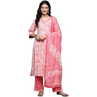Libas Women's Silk Blend Kurta Set (35318_Peach_L)