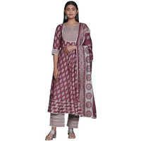 Libas Women's Silk Blend Printed Kurta Set (35324_Mauve