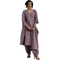 Libas Womens Self Design Silk Blend Straight Kurta With Salwar And Dupatta
