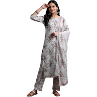 Libas Womens Printed Cotton Straight Kurta With Palazzos And Dupatta