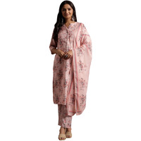 Libas Womens Printed Cotton Straight Kurta With Palazzos And Dupatta