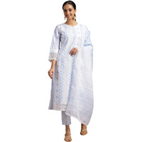 Libas Women's Cotton Blend Kurta Set (35363_Blue