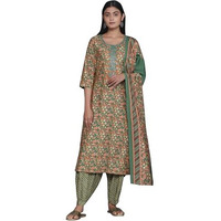 Libas Women's Silk Blend Kurta Set (35387_Green