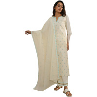 Libas Women's Cotton Kurta Sets (35225_Off White_M)