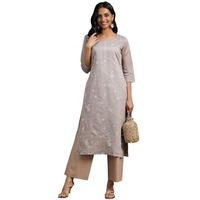 Libas Womens Embroidered Silk Blend Straight Kurta For Women