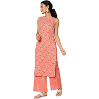 Libas Womens Printed Cotton Straight Kurta With Palazzos