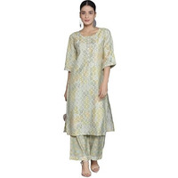 Libas Womens Printed Silk Blend Straight Kurta With Palazzos