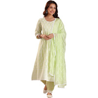 Libas Women's Pure Cotton Kurta Set (35573_Green_Xl)