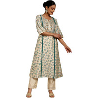 Libas Womens Printed Silk Blend A-Line Kurta With Palazzos