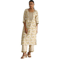 Libas Women's Chanderi Silk Kurta Set (35448_Beige_M)