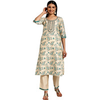 Libas Womens Printed Silk Blend Straight Kurta With Palazzos