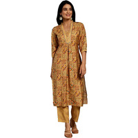 Libas Womens Printed Silk Blend Straight Kurta With Palazzos