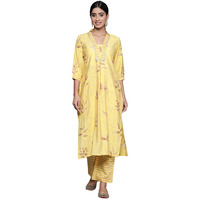 Libas Women's Silk Blend Kurta Set (35431_Yellow_M)