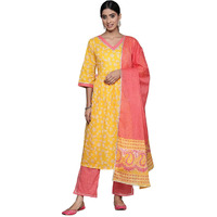 Libas Women's Cotton Kurta Set (35553_Yellow