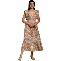Libas Women's Cotton Fit And Flare Midi Casual Dress (26921_White