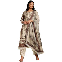 Libas Women's Silk Blend Kurta Sets (27190_Ivory