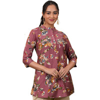 Libas Women's Silk Blend Printed A-Line Kurtis (37074_Pink