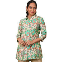 Libas Women's Printed A-Line Kurtis (37076_Cream