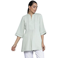 Libas Women's Cotton Blend Regular Kurti (26899_Green