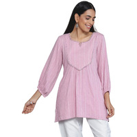 Libas Women's Cotton Blend Regular Kurti (26901_Pink