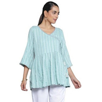 Libas Women's Cotton Blend Regular Kurti (26906_Blue