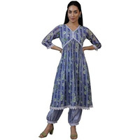 Libas Womens Printed Georgette A-Line Kurta With Salwar