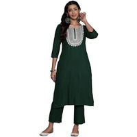 Libas Womens Yoke Design Wool Straight Kurta With Trousers