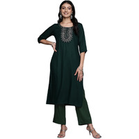 Libas Women's Wool Blend Yoke Design Kurta Set (35210W Green