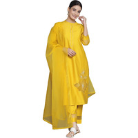 Libas Women's Silk Blend Kurta Set (27296_Yellow_S)