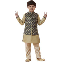 Manyavar Boys Blended Silk Kurta, Jacket And Pajama Set(10-12 Years)